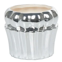 Sucrier cupcake gris argenté avec couvercle blanc