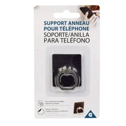 Support anneau bague pour téléphone plastique noir