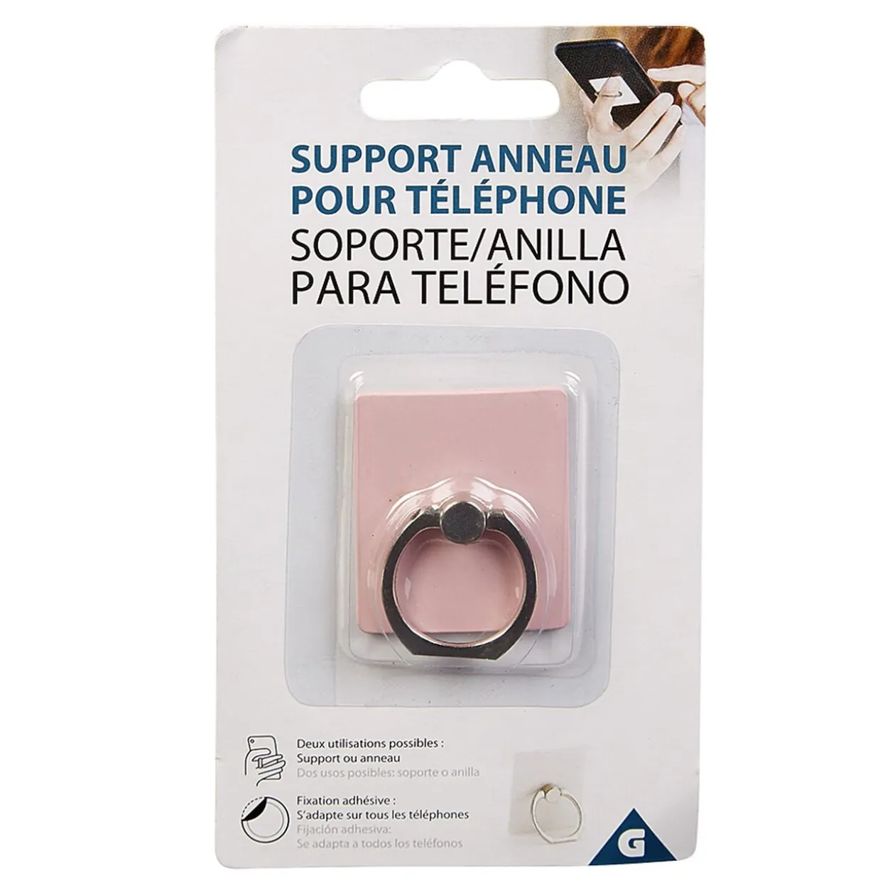 Support anneau bague pour téléphone en plastique rose ou blanc