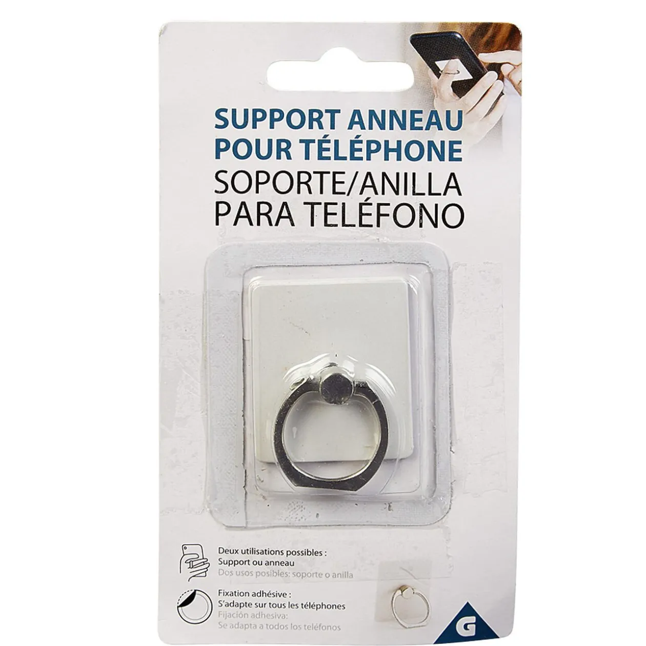 Support anneau bague pour téléphone en plastique rose ou blanc