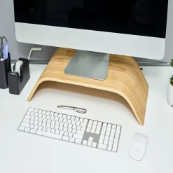 Support écran ordinateur bambou 54xH10x24cm