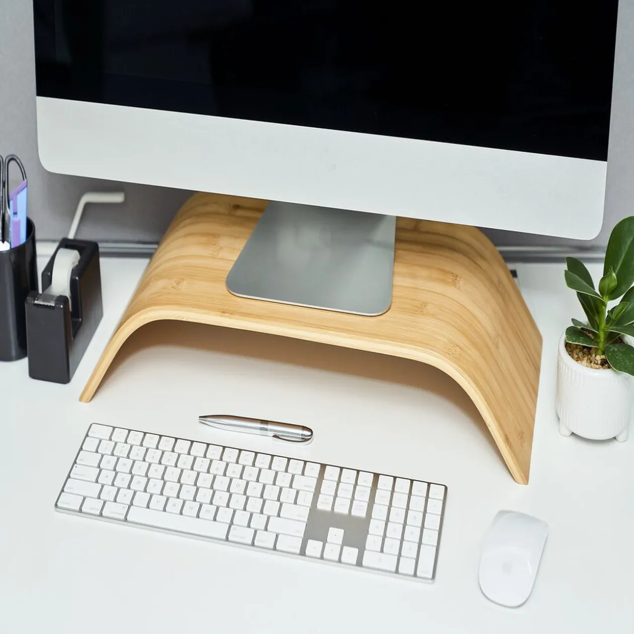 Support écran ordinateur bambou 54xH10x24cm