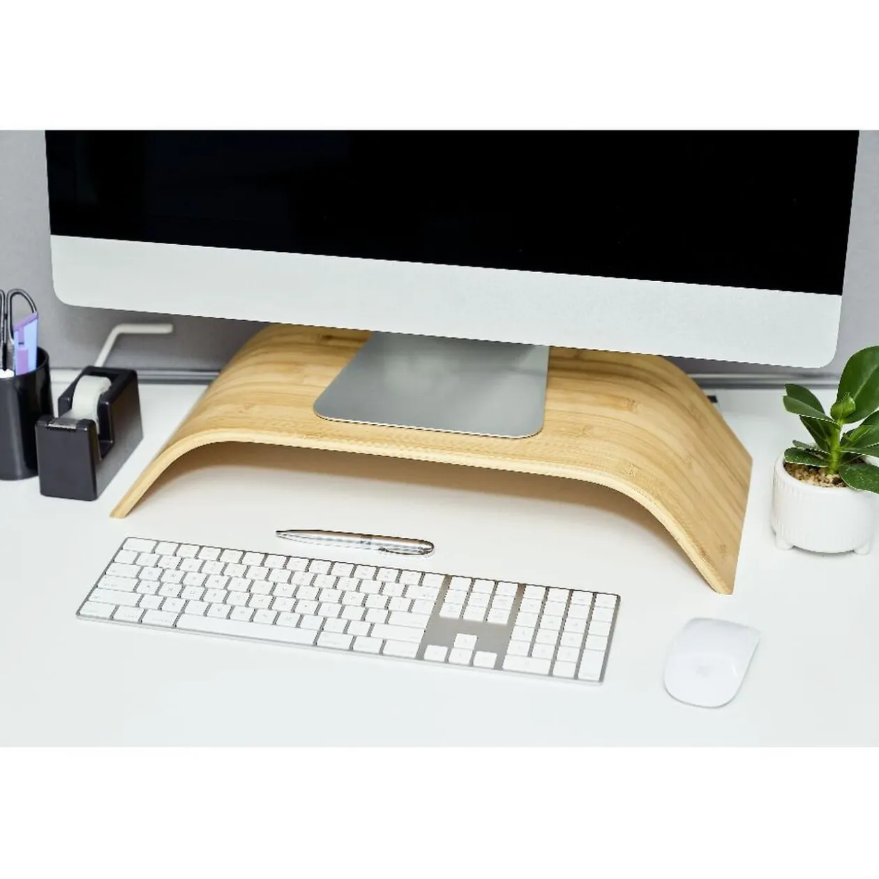 Support écran ordinateur bambou 54xH10x24cm