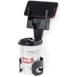 Support téléphone porte gobelet 2 en 1 abs noir