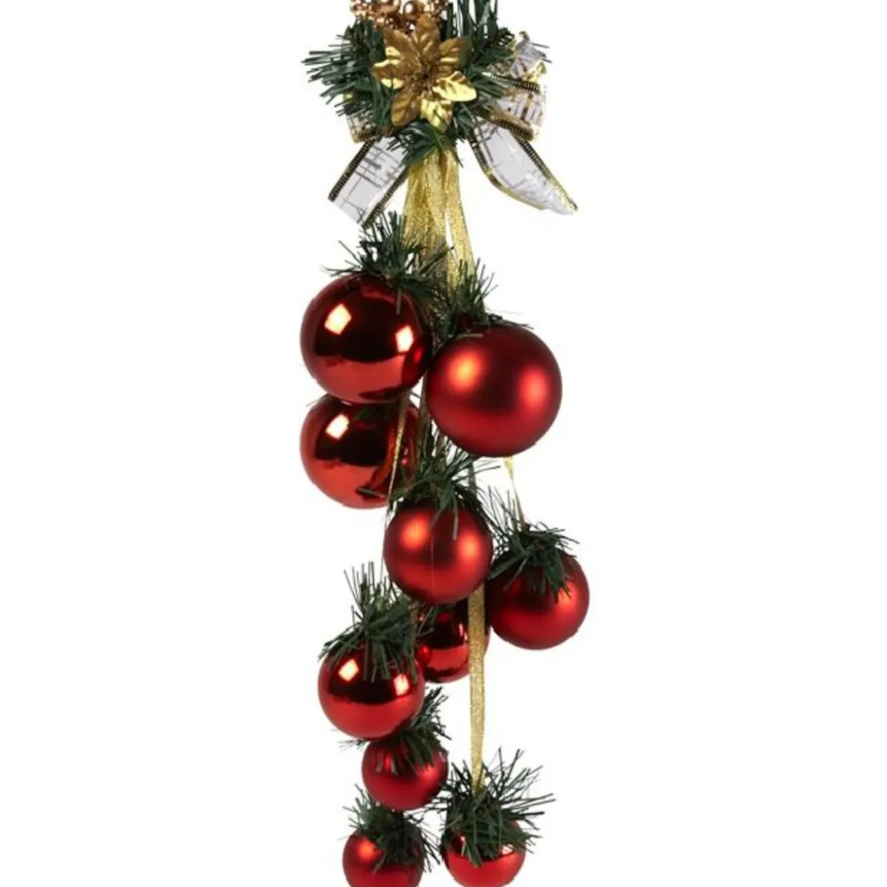 Suspension 10 boules de Noel rouge