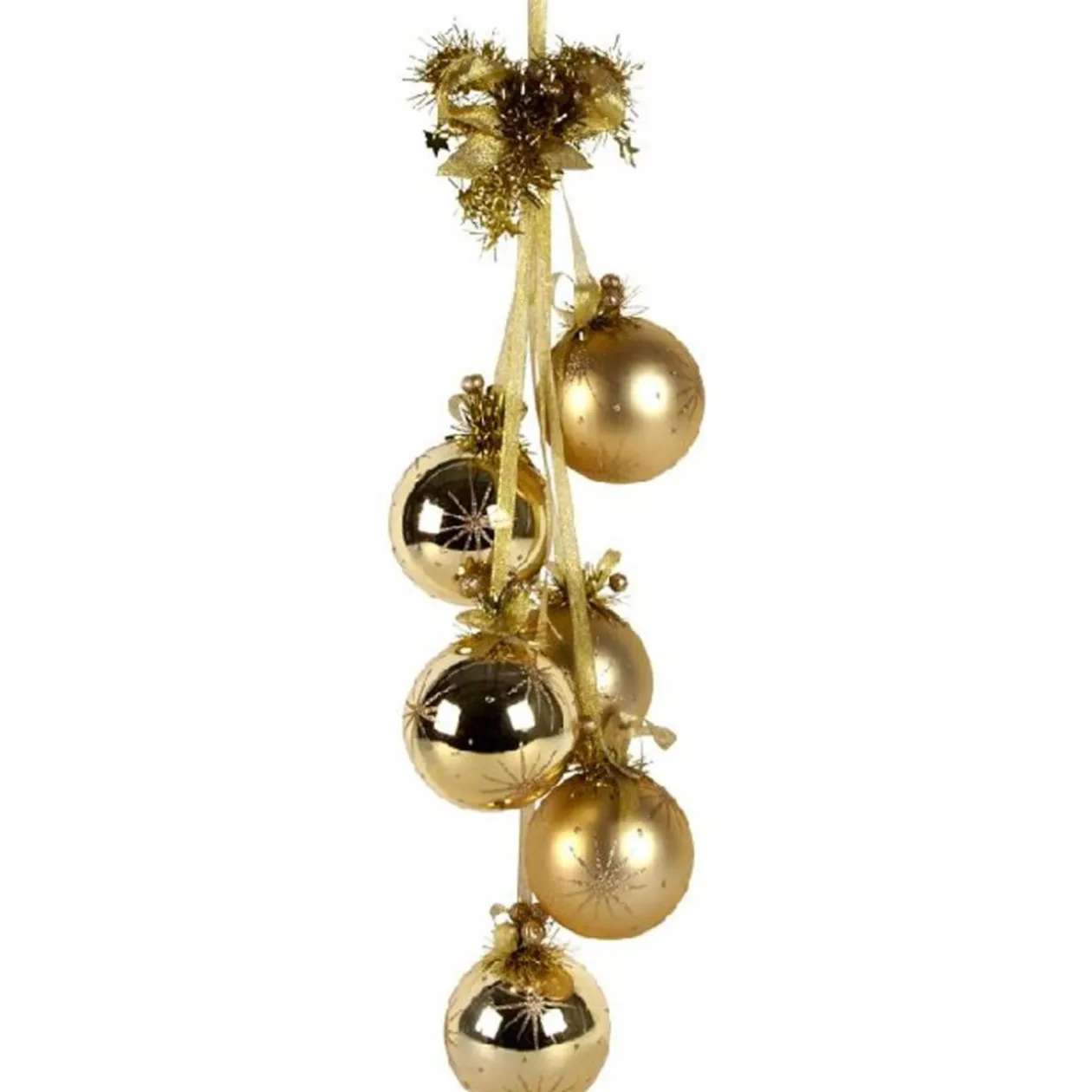 Suspension 6 boules de Noel or
