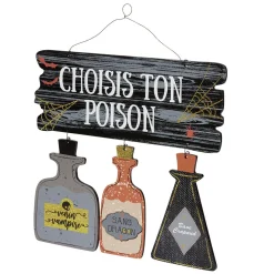 Suspension bois déco Halloween Choisis ton poison