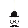Suspension chapeau lunettes moustache noir