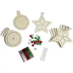 Suspension de Noël en bois à broder x10