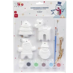 Suspension de Noël en plâtre à peindre x4