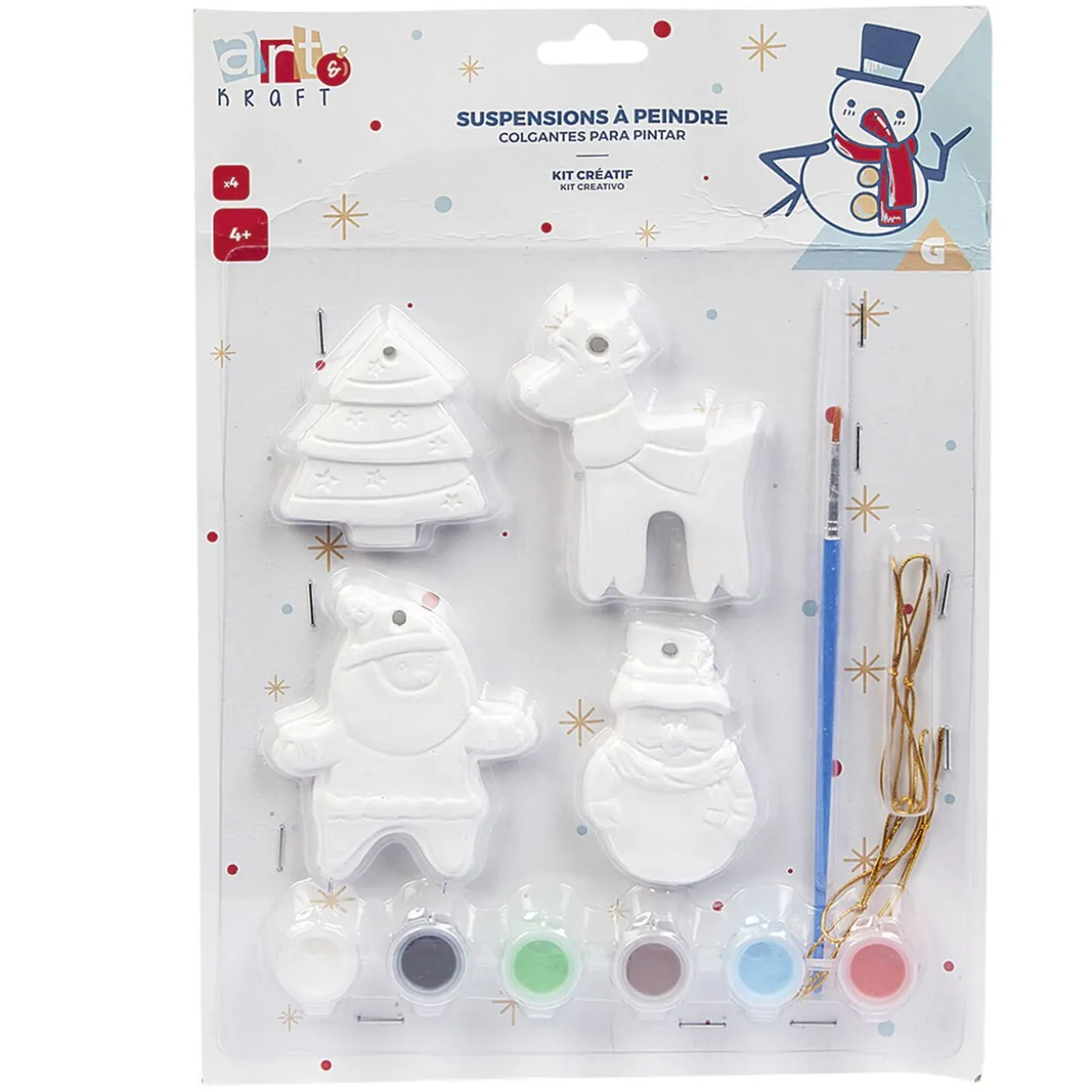 Suspension de Noël en plâtre à peindre x4