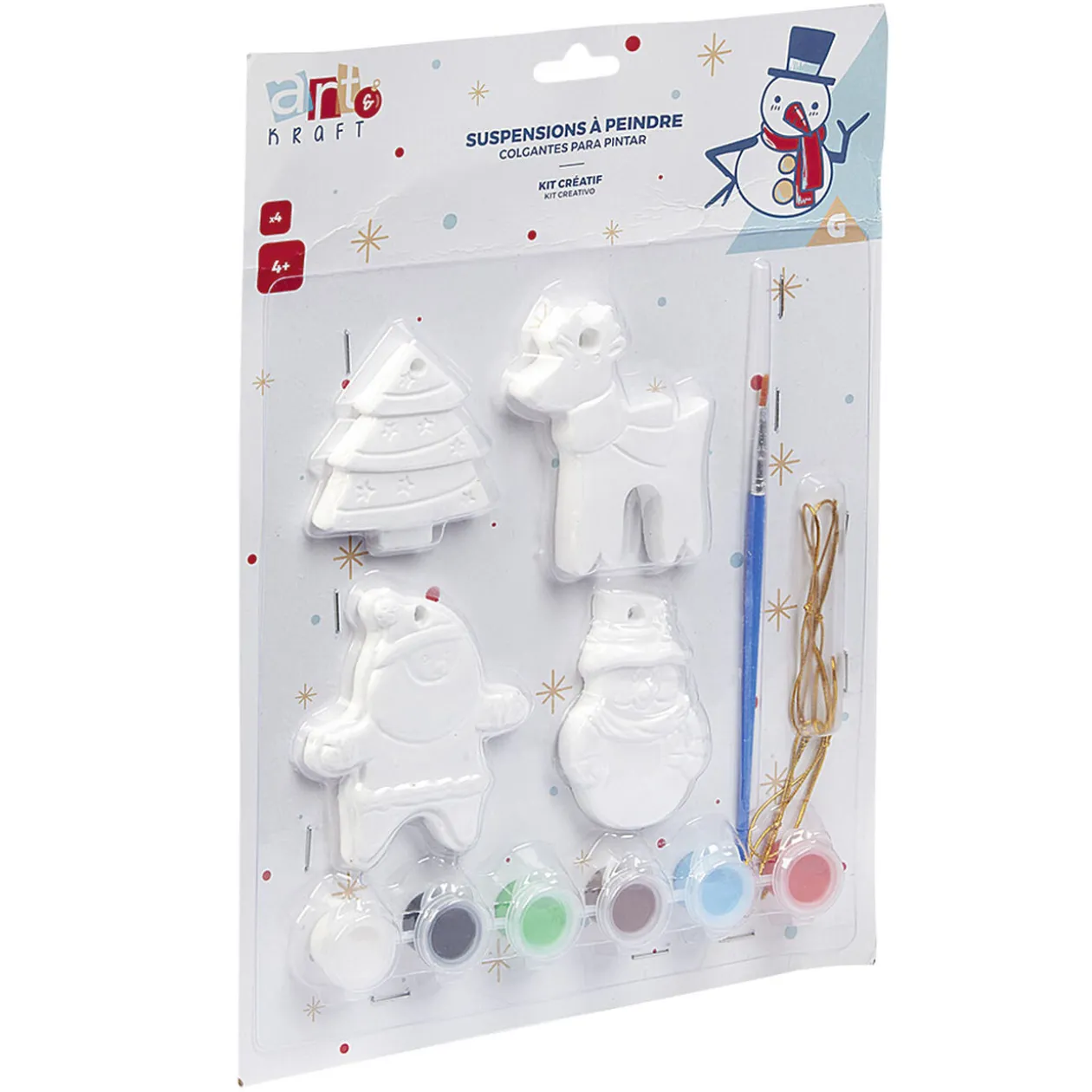 Suspension de Noël en plâtre à peindre x4