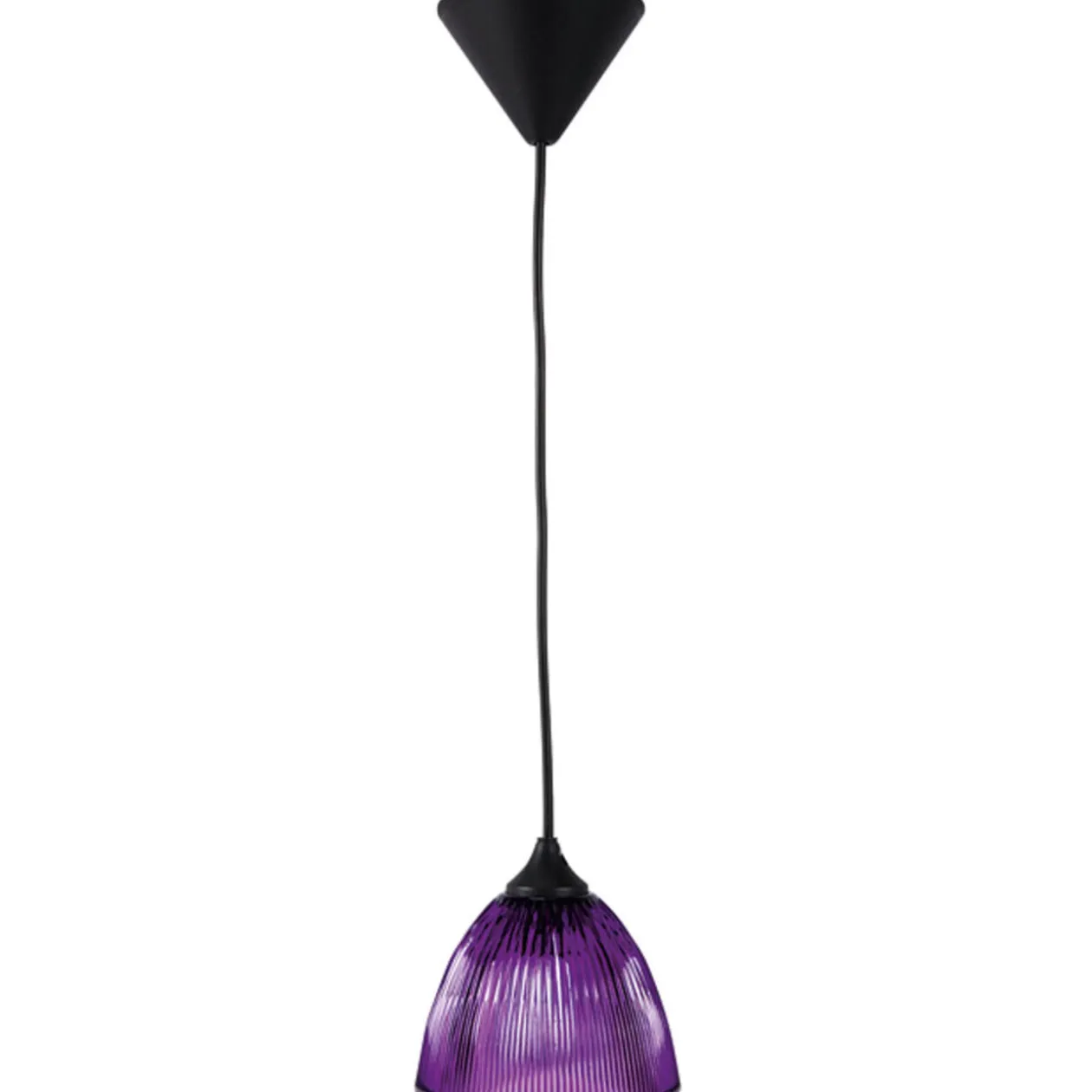 Suspension en verre strié violet
