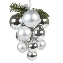 Suspension grappe boule de Noël argentée