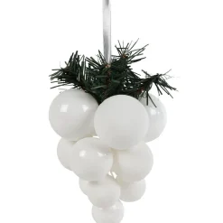 Suspension grappe boule de Noël blanche