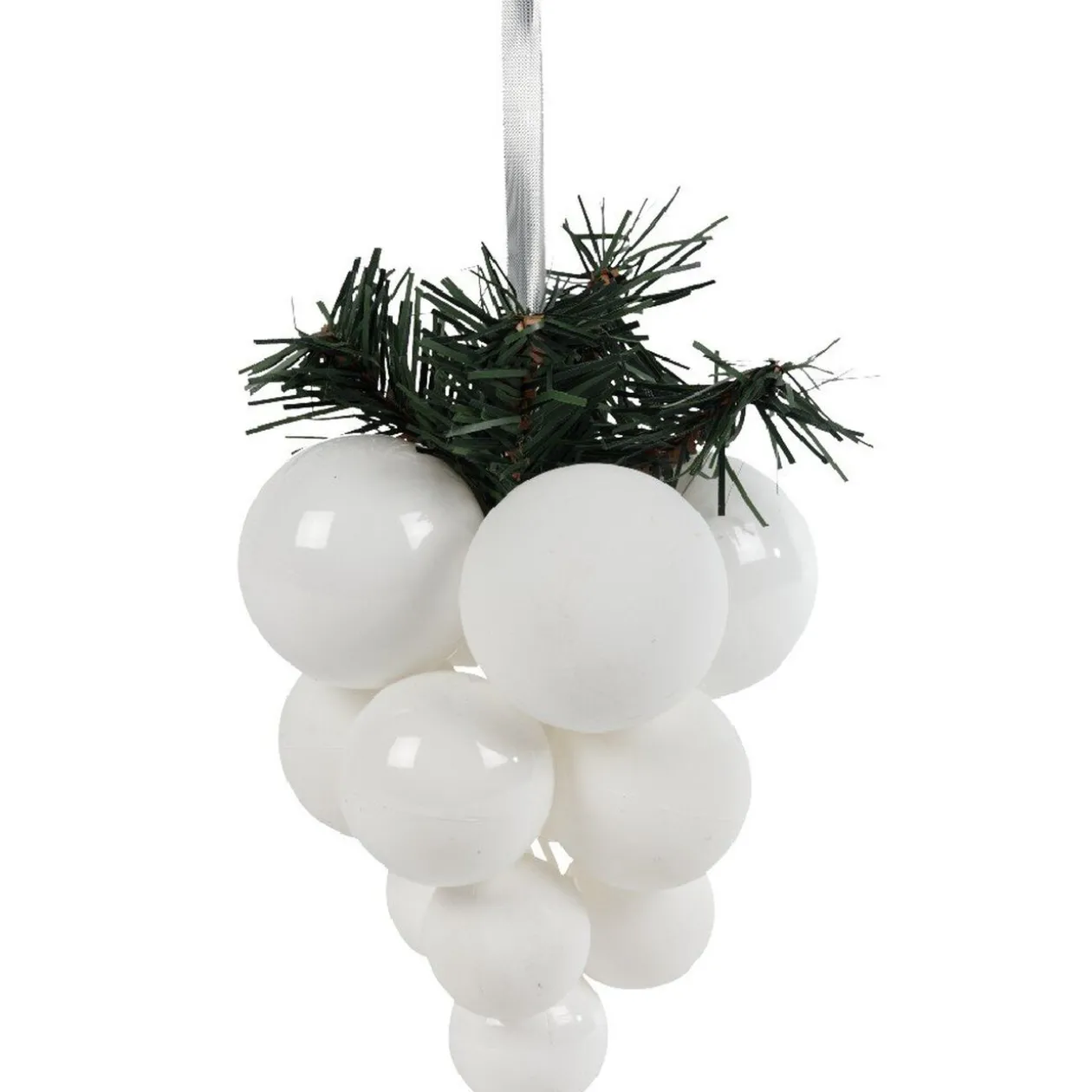 Suspension grappe boule de Noël blanche