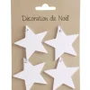Suspension étoile blanche pailletée Noël x4