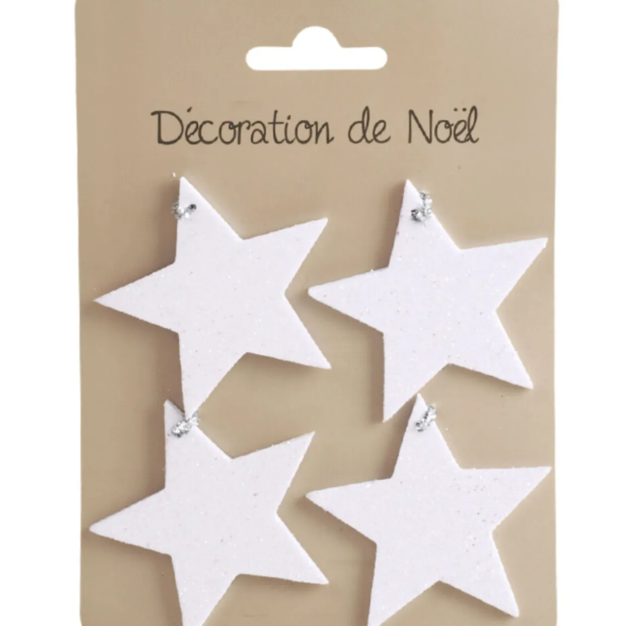 Suspension étoile blanche pailletée Noël x4