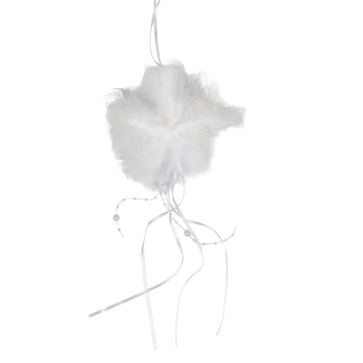 Suspension étoile Noël blanche à plumes