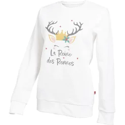 Sweat de Noël femme La Reine des Rennes blanc