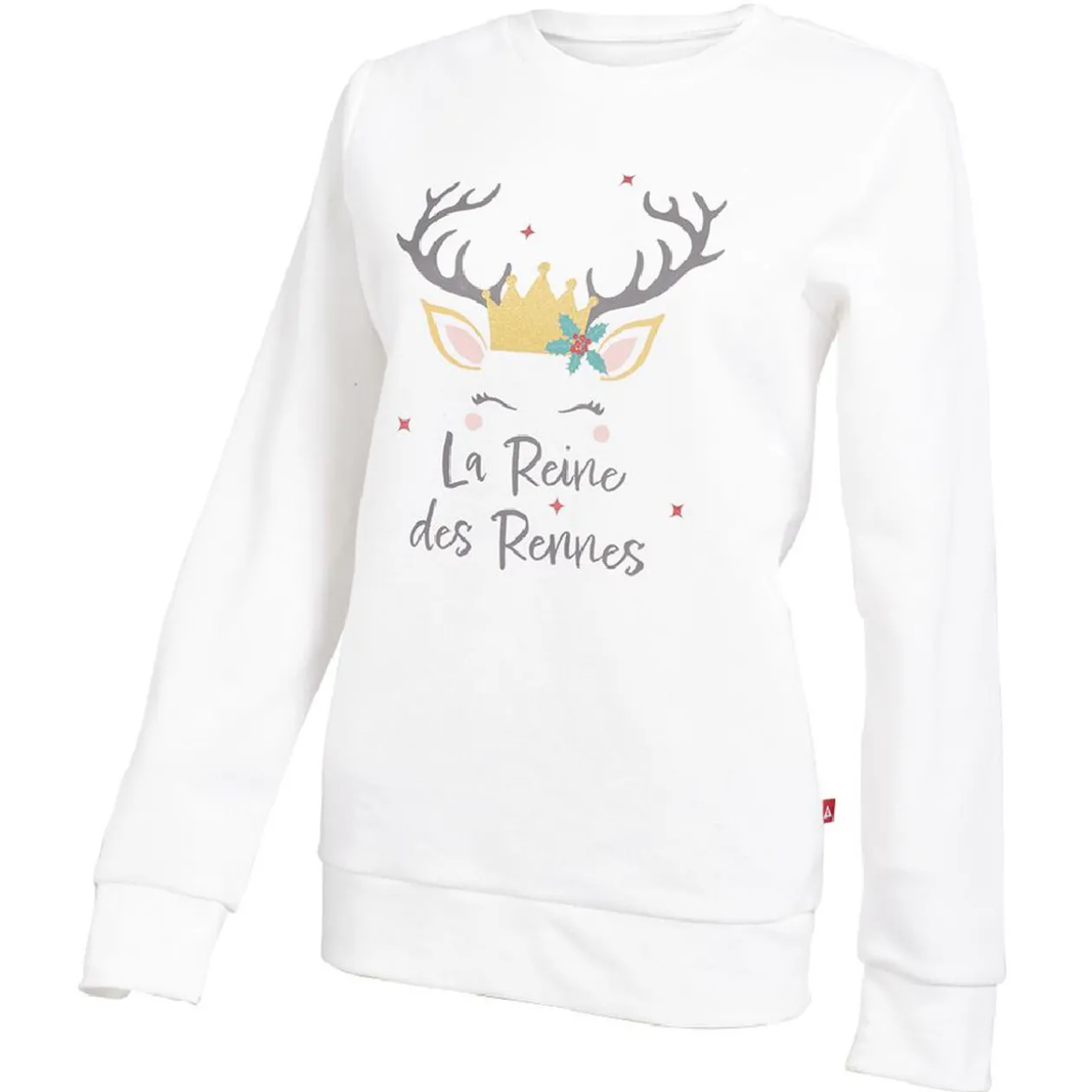 Sweat de Noël femme La Reine des Rennes blanc