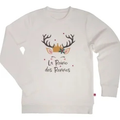 Sweat de Noël femme La Reine des Rennes blanc