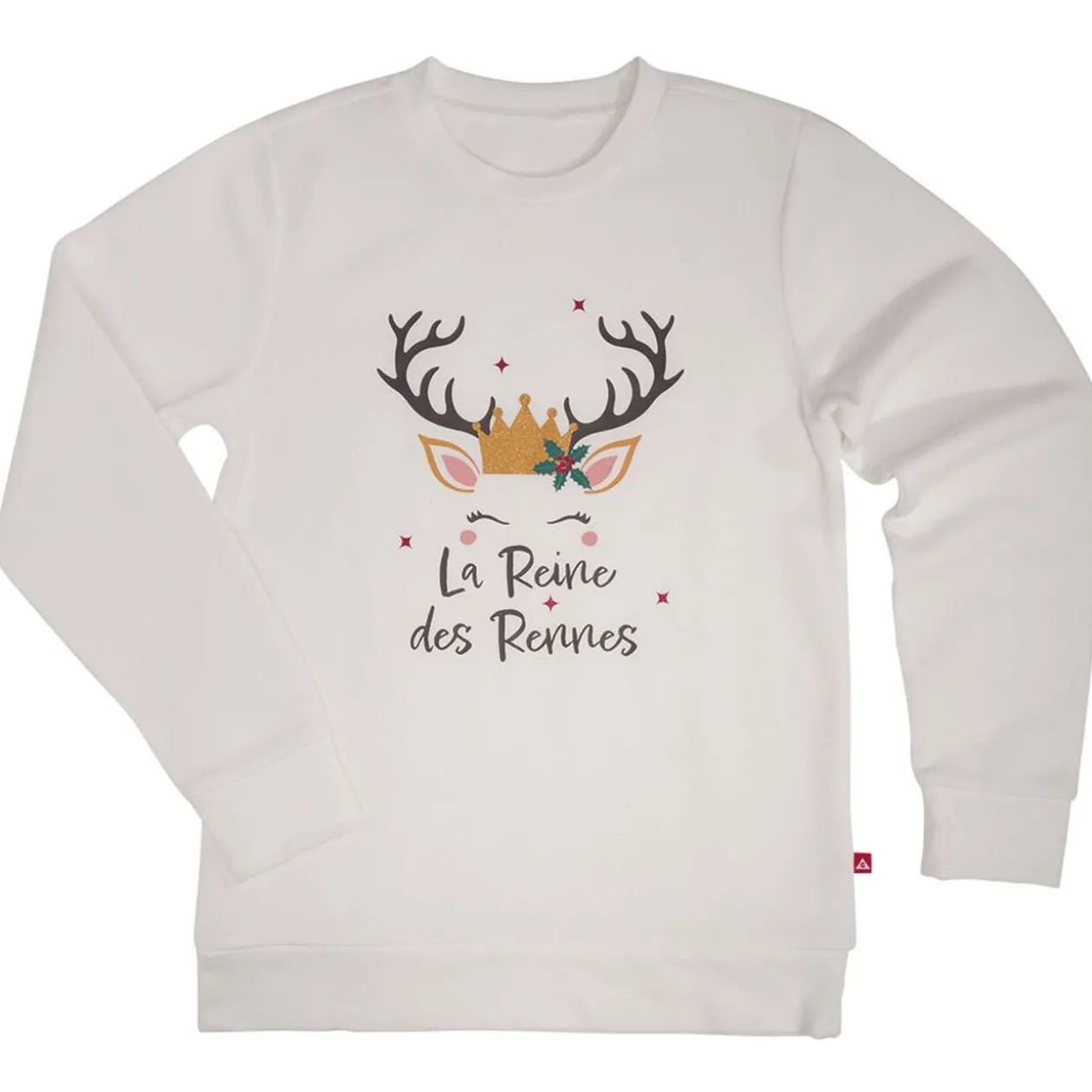 Sweat de Noël femme La Reine des Rennes blanc
