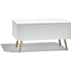 Table basse avec coffre de rangement blanc naturel Charlotte