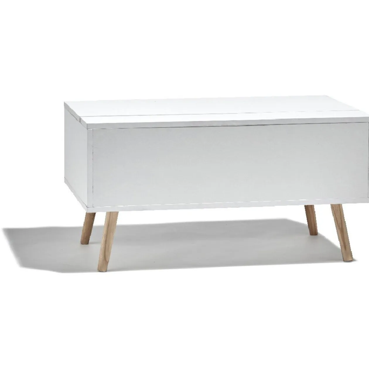 Table basse avec coffre de rangement blanc naturel Charlotte