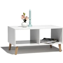 Table basse blanche Bergen 2 niches