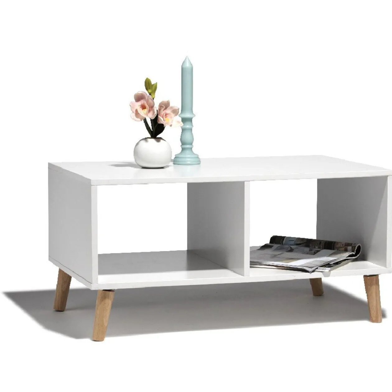 Table basse blanche Bergen 2 niches