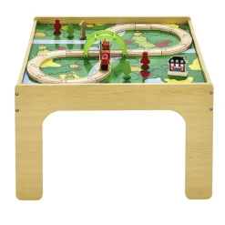 Table d'activité 2en1 circuit avec train et construction brique bois