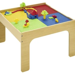 Table d'activité 2en1 circuit avec train et construction brique bois