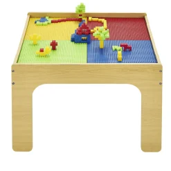 Table d'activité 2en1 circuit avec train et construction brique bois