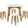 Table et 4 tabourets blanc pied marron