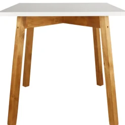Table et 4 tabourets blanc pied marron