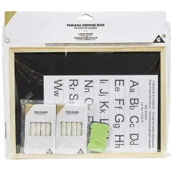 Tableau ardoise bois avec craie et éponge