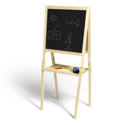 Tableau en bois double face magnétique et craie avec accessoires