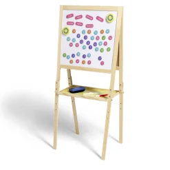 Tableau en bois double face magnétique et craie avec accessoires