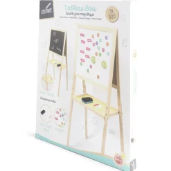 Tableau en bois double face magnétique et craie avec accessoires