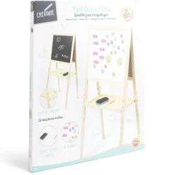 Tableau en bois double face magnétique et craie avec accessoires