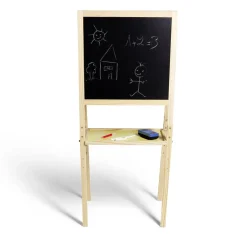 Tableau en bois double face magnétique et craie avec accessoires