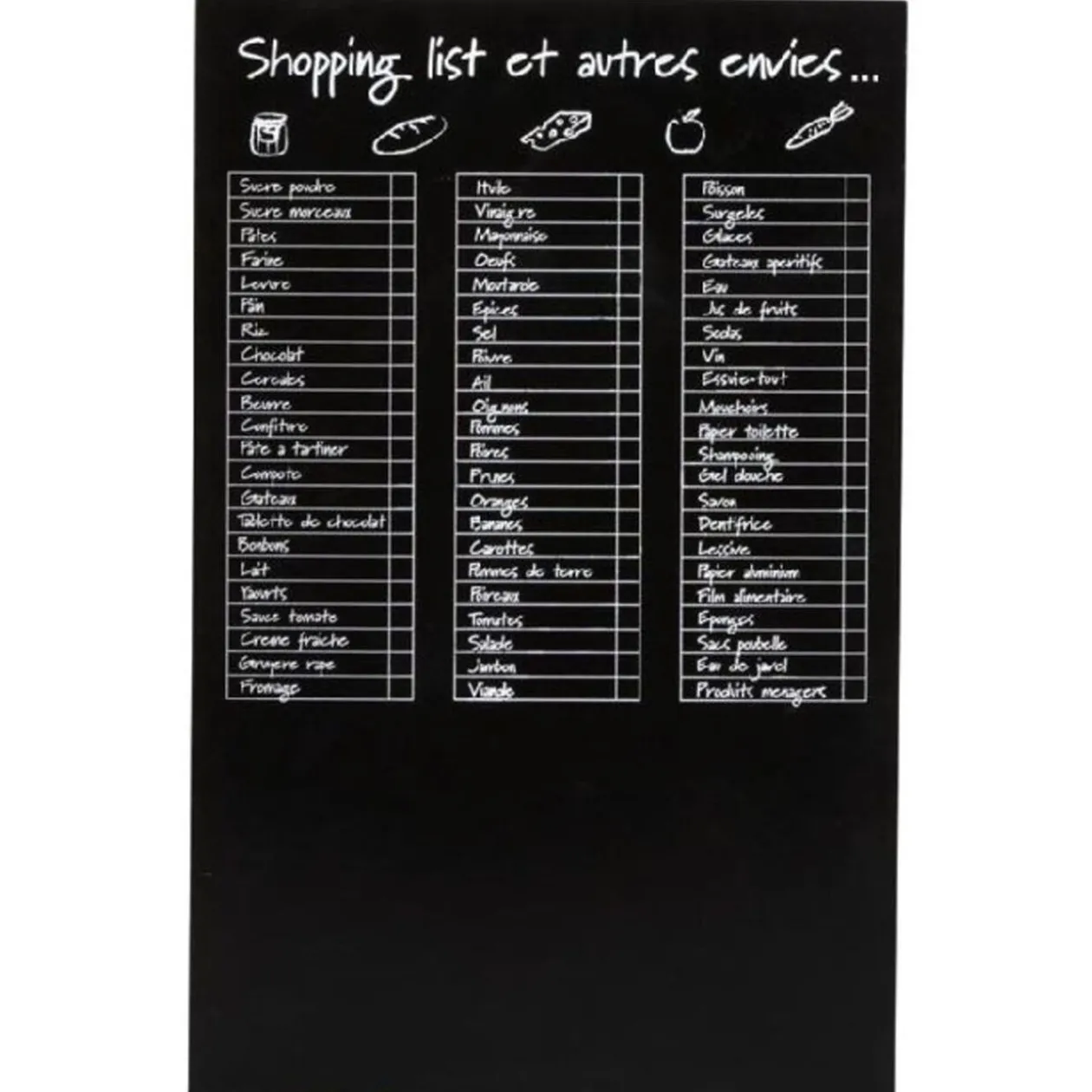 TABLEAU MEMO LISTE DE COURSES