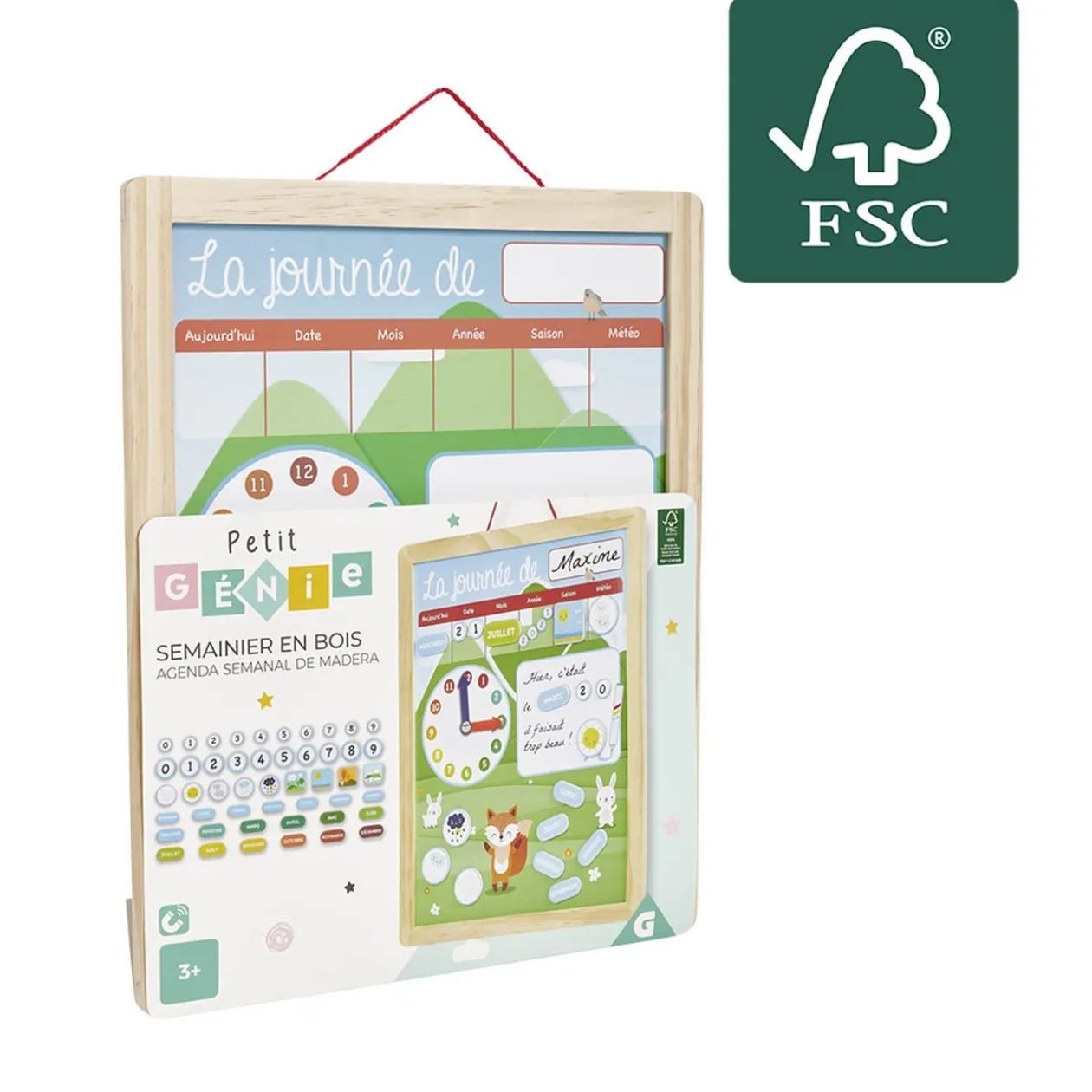 Tableau organisation enfant activités responsabilités en bois