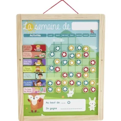 Tableau organisation enfant activités responsabilités en bois