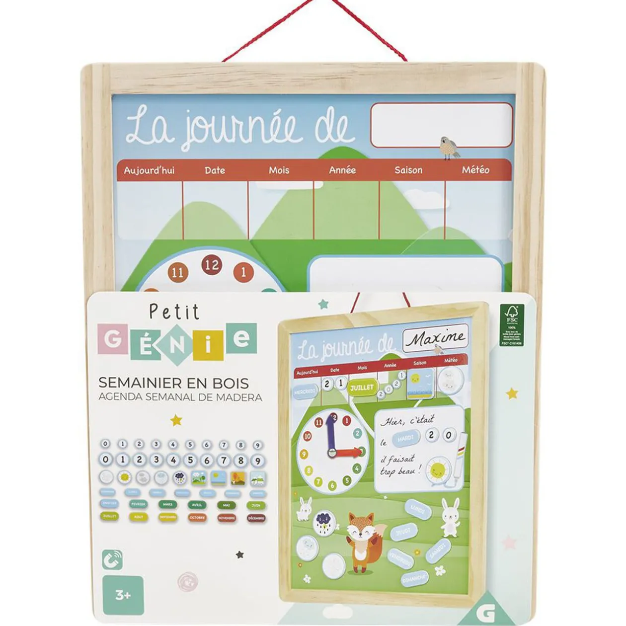 Tableau organisation enfant activités responsabilités en bois