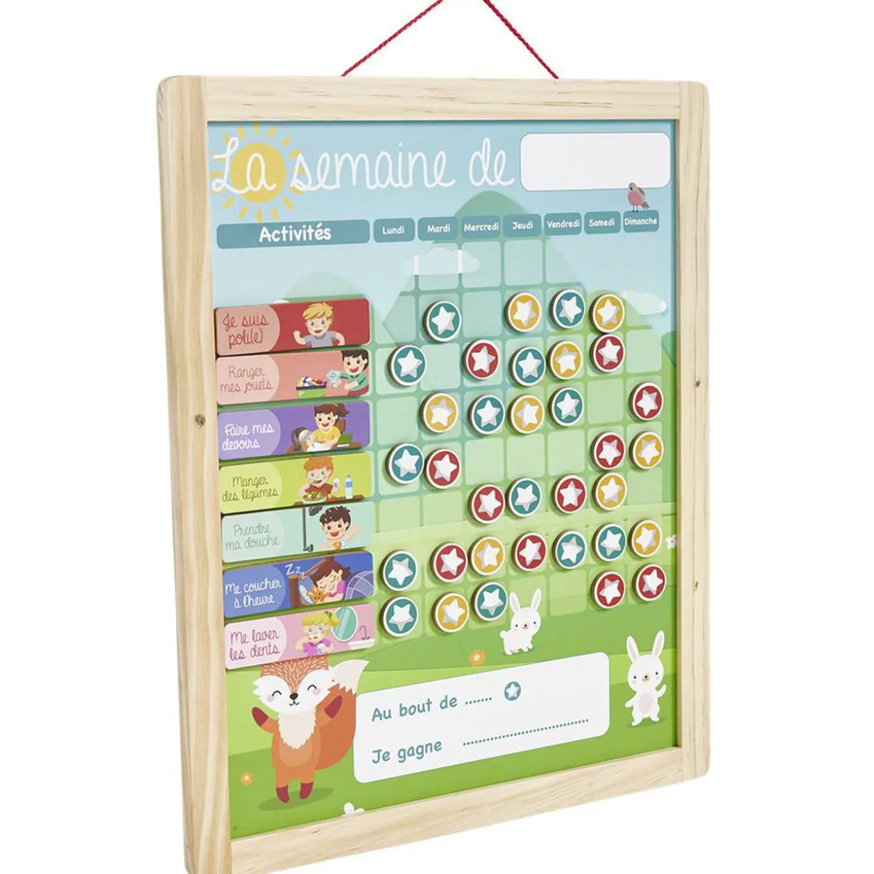 Tableau organisation enfant activités responsabilités en bois