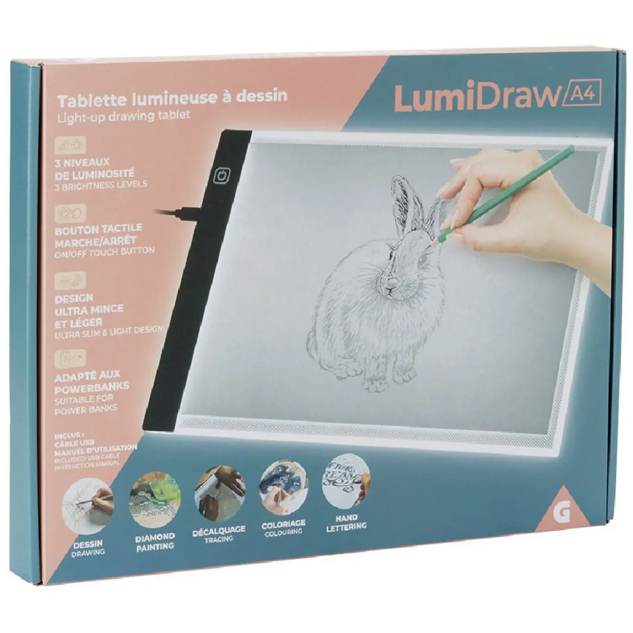 Tablette lumineuse pour dessin A4