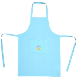 Tablier avec poche bleu turquoise design macaron