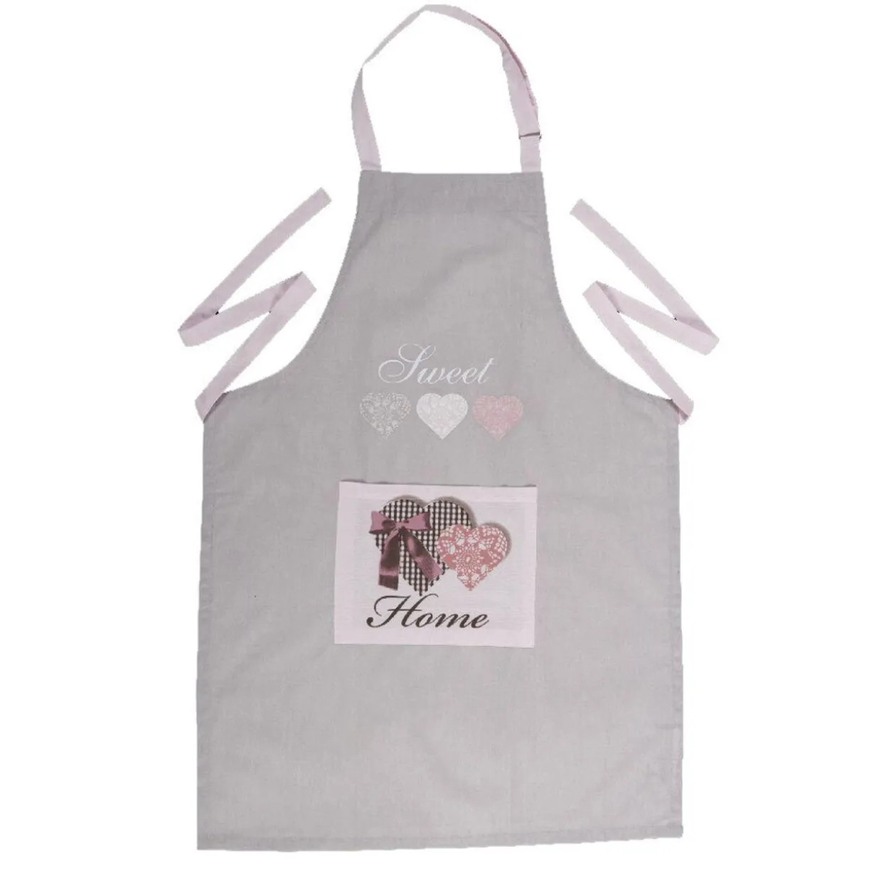 Tablier avec poche gris et rose